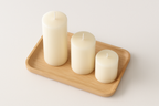 Kit 3 Velas Decorativas com Bandeja de Madeira
