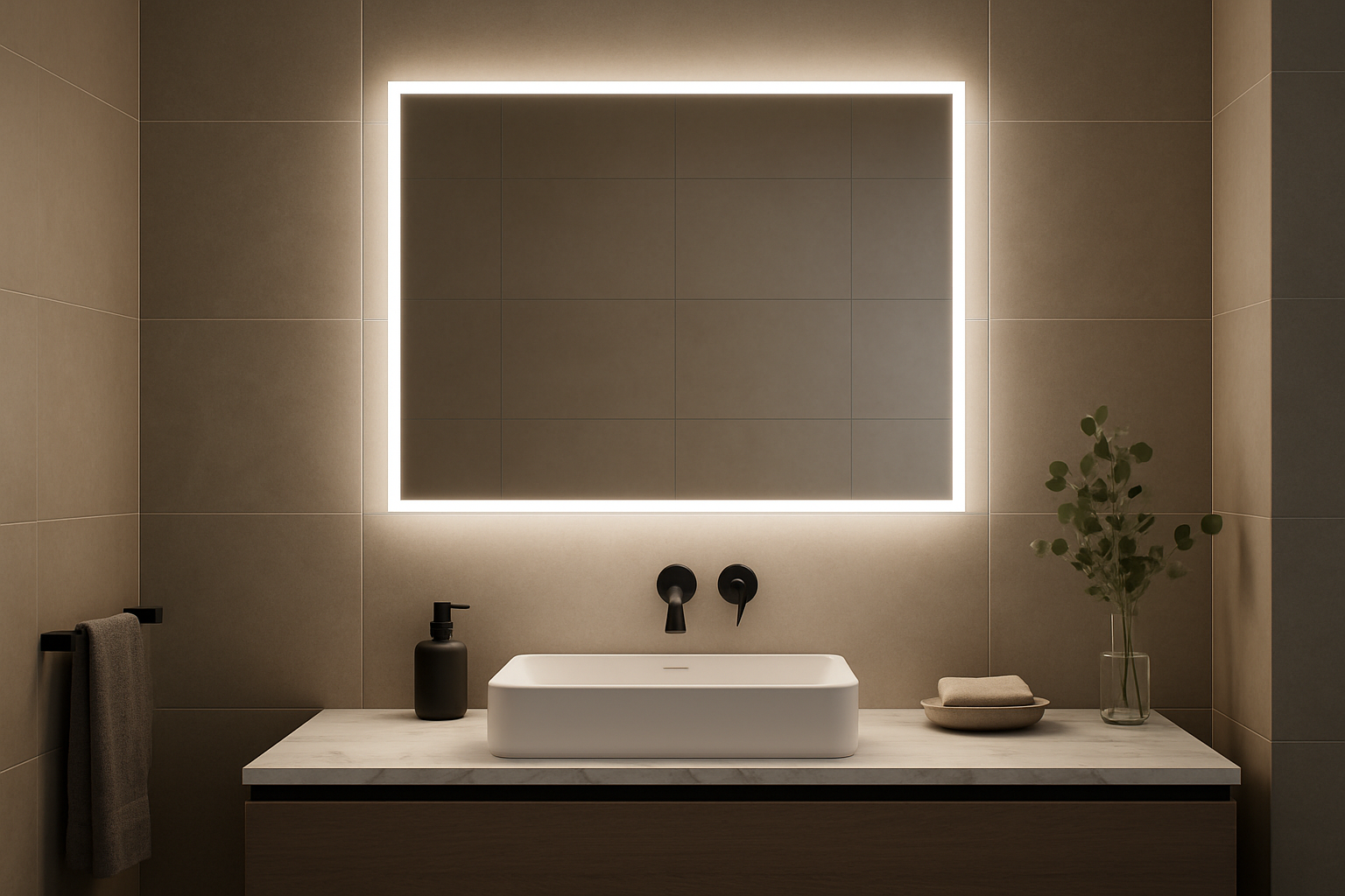 Espelho Banheiro LED 60x80cm - Iluminação Touch Moderno