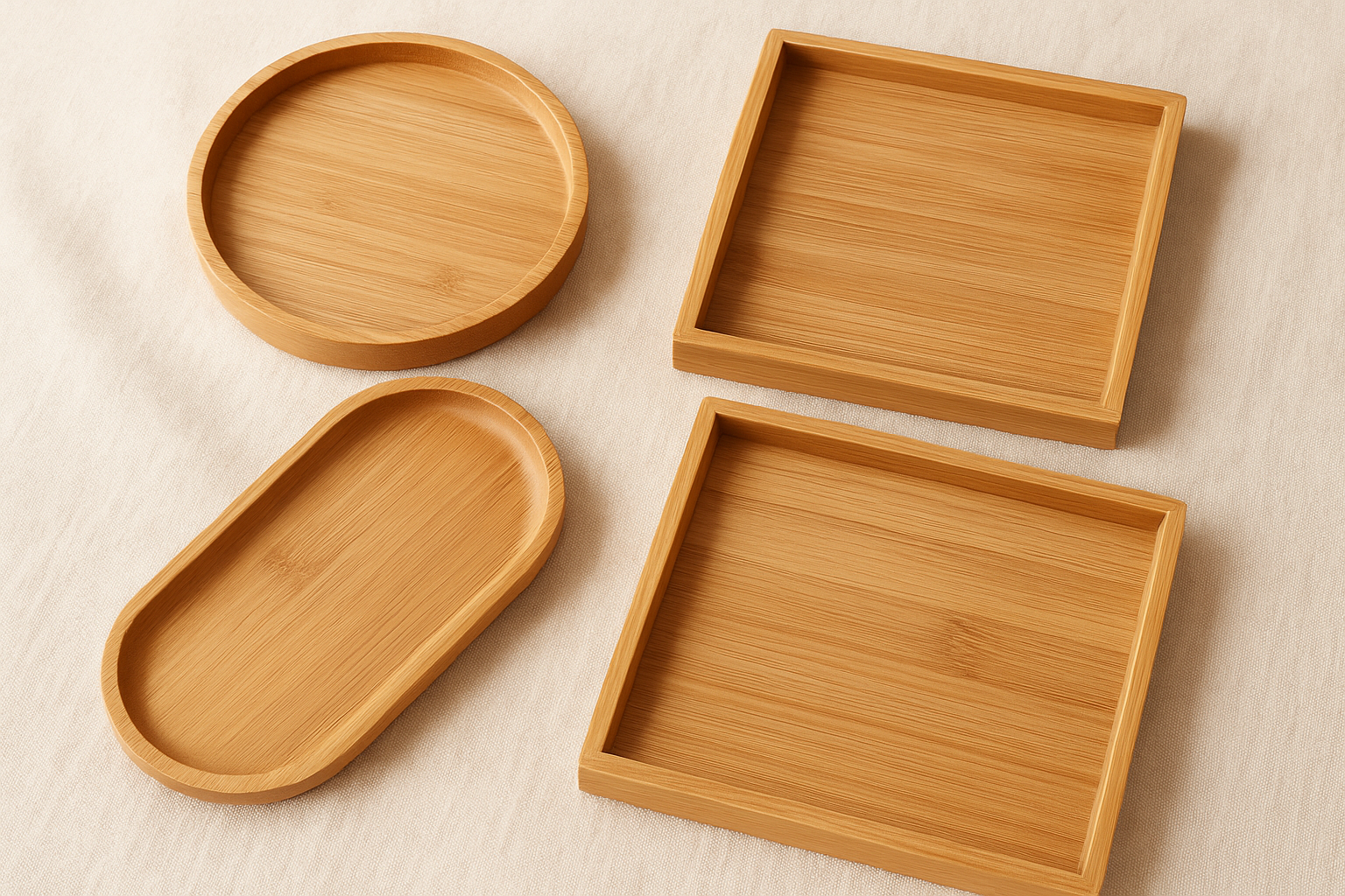 Conjunto 3 Travessas Bambu Natural - Sustentável Ecológico