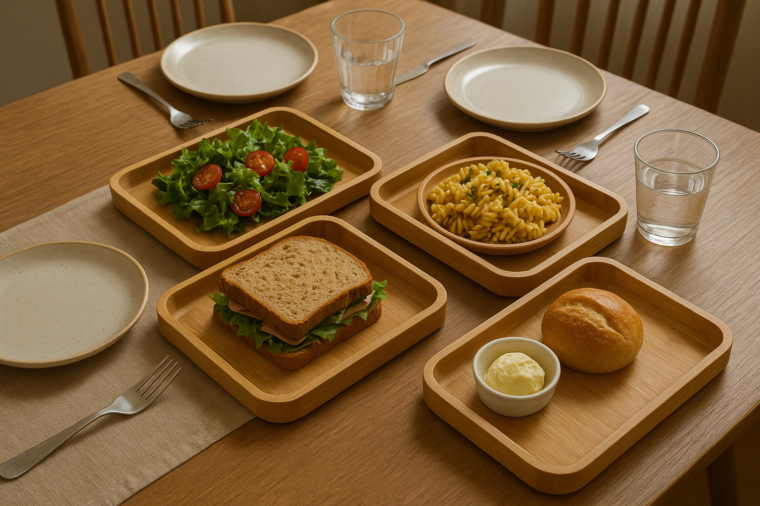 Conjunto 3 Travessas Bambu Natural - Sustentável Ecológico