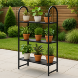 Suporte Vertical para Plantas 4 Andares Metal Preto 120cm
