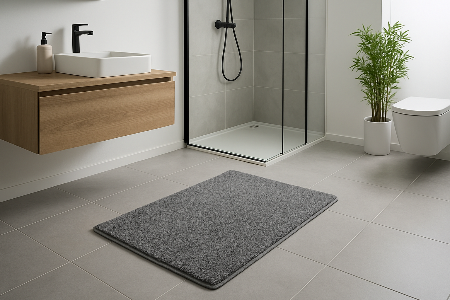 Tapete Banheiro Antiderrapante Cinza - 60x40cm Segurança