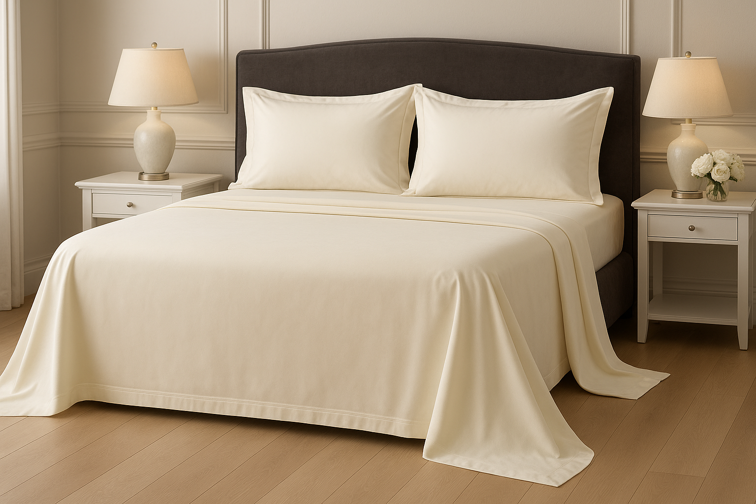 Lençol de Cobrir King Creme Algodão - 270x280cm Premium