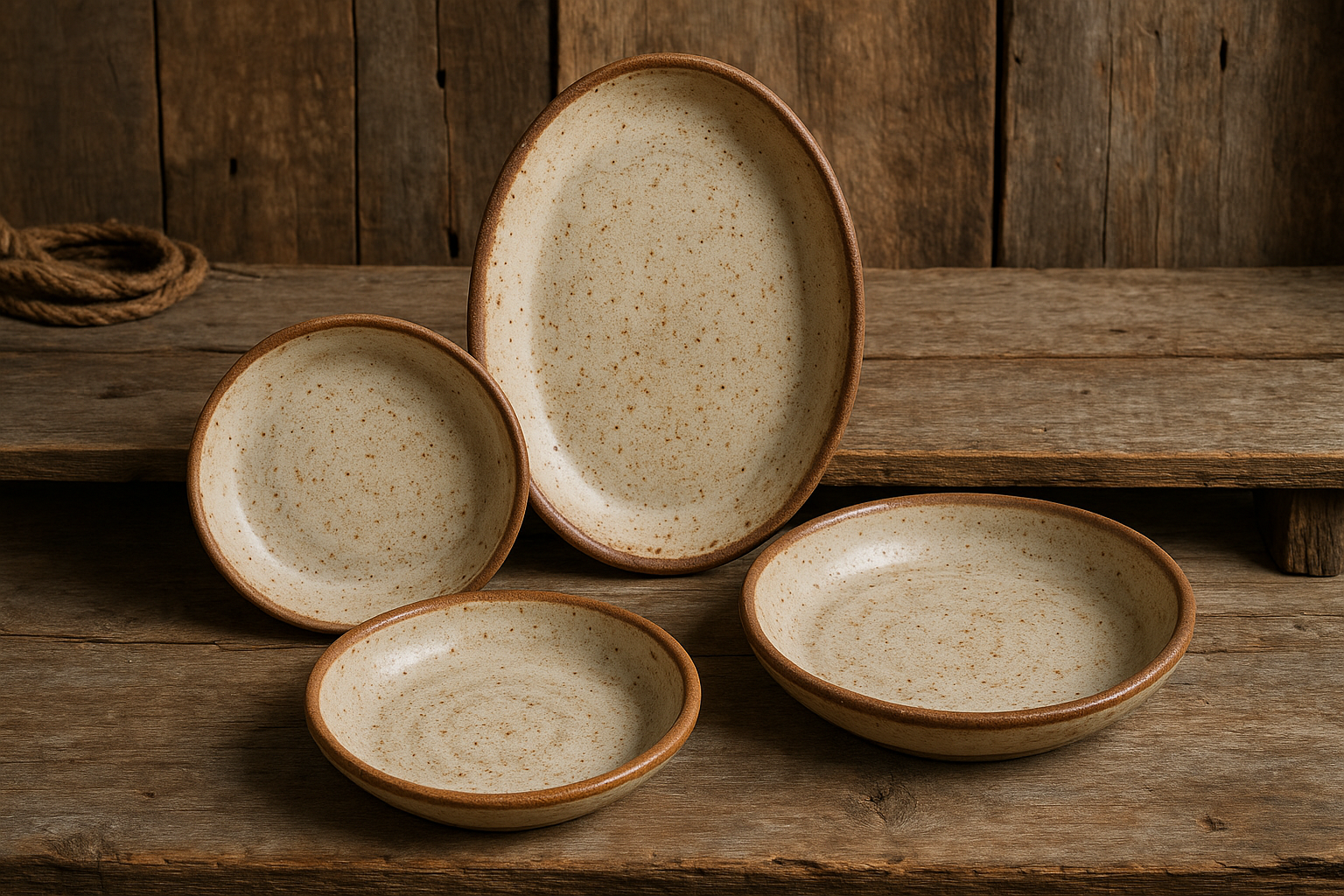 Conjunto 5 Travessas Cerâmica Rústica - Artesanal